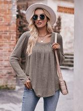 Load image into Gallery viewer, Pleated Detail Curved Hem Long Sleeve Top
