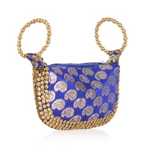 Royal Blue and Gold Potli Bag