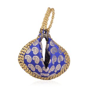Royal Blue and Gold Potli Bag