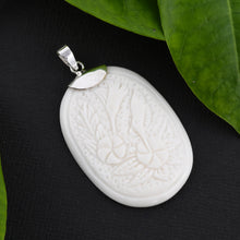 Load image into Gallery viewer, Bali Carved Bone Necklace in Sterling Silver - WHIMSICALIA
