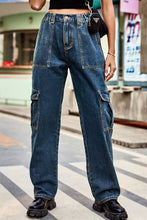 Load image into Gallery viewer, Long Straight Leg Jeans with Pockets

