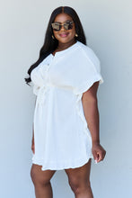 Load image into Gallery viewer, Ninexis Out Of Time Full Size Ruffle Hem Dress with Drawstring Waistband in White

