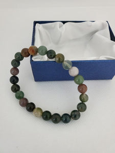 Men's Eagle Head Indian Agate Beads, Genuine Leather Bracelet Set