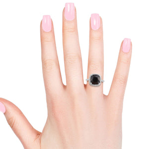 Black Quartz Sterling Silver Ring Size 6 - WHIMSICALIA