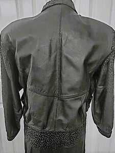 Vintage Retro Oversized 100% Leather Jacket Coat Size Large