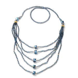 Blue Diamond and White Austrian Crystal Beaded Layered Necklace - WHIMSICALIA