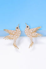 Load image into Gallery viewer, Bird Shape Zinc Alloy Frame Glass Stone Dangle Earrings
