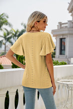 Load image into Gallery viewer, Eyelet Flutter Sleeve Round Neck Top
