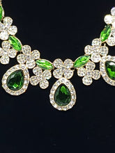 Load image into Gallery viewer, Great Gatsby Bridal Art Deco AAA CZ Green Big Dangle Teardrops Statement Bib Collar Necklace
