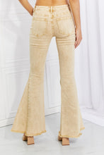 Load image into Gallery viewer, Color Theory Flip Side Fray Hem Bell Bottom Jeans in Yellow
