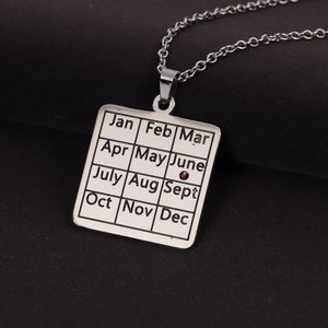 June Birthstone Calendar Pendant Necklace 