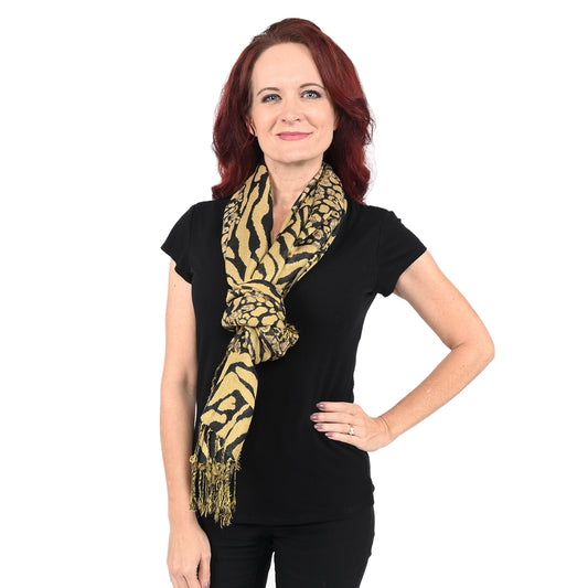 Pashmina Camel Color Animal Print Shawl/ Scarf