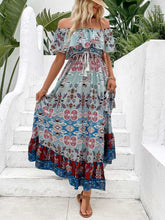 Load image into Gallery viewer, Printed Off-Shoulder Slit Maxi Dress
