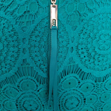 Load image into Gallery viewer, Teal Lace Shelli Scalloped Hem  Shelli Segal Size 4
