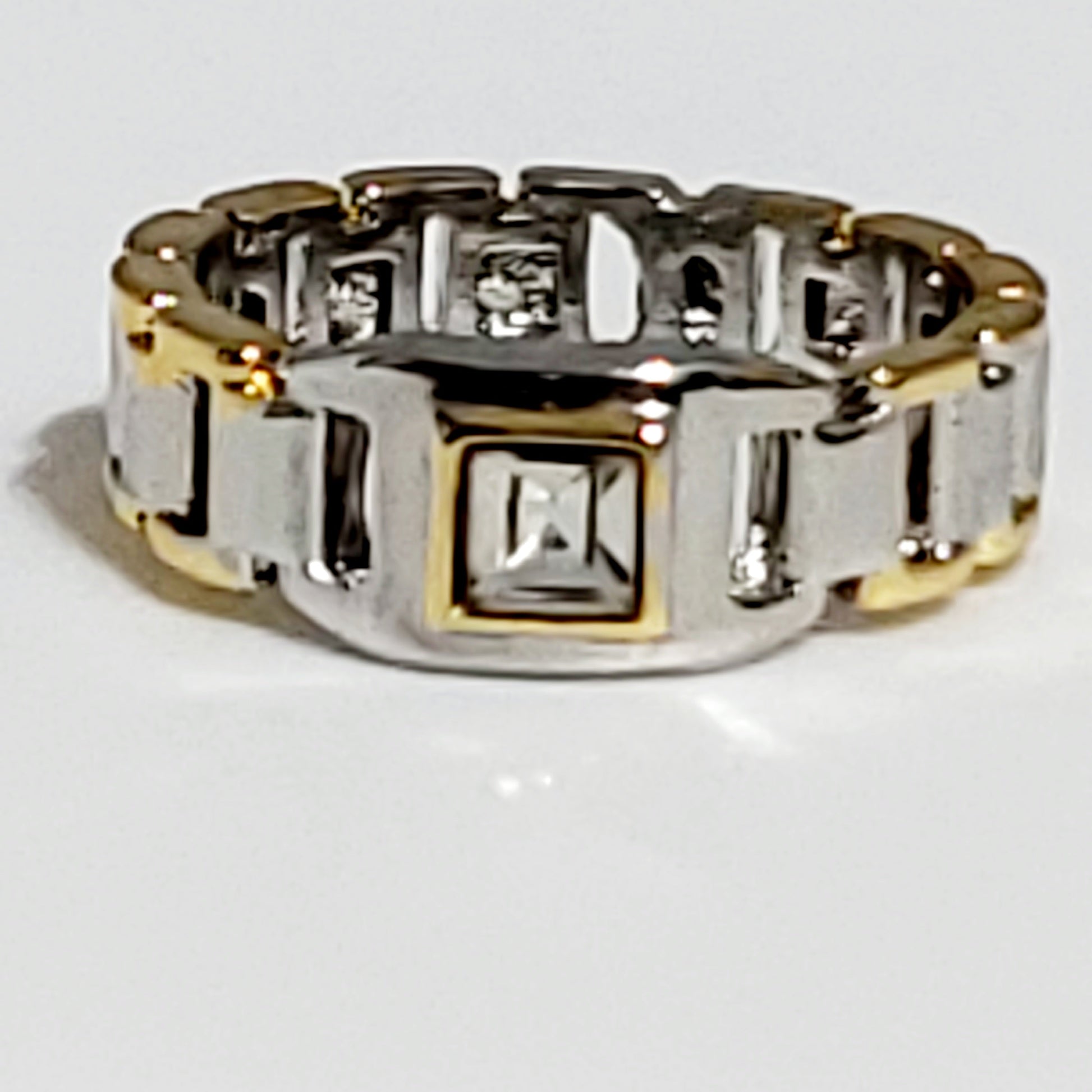 Chain Link Ring with Square Diamond Unisex - WHIMSICALIA