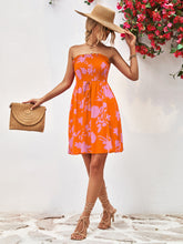 Load image into Gallery viewer, Floral Frill Trim Strapless Smocked Dress
