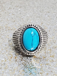 Blue Turquoise Ring Men's Size 10