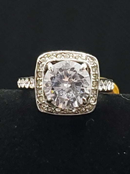 Princess Cut Pavé Style Halo Engagement Ring Size 5.5