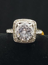 Load image into Gallery viewer, Princess Cut Pavé Style Halo Engagement Ring Size 5.5
