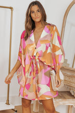 Load image into Gallery viewer, Printed V-Neck Drawstring Waist Dress
