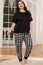 Load image into Gallery viewer, Plus Size Round Neck Short Sleeve Two-Piece Lounge Set
