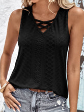Load image into Gallery viewer, Crisscross V-Neck Eyelet Tank
