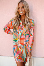 Load image into Gallery viewer, Multicolored Long Sleeve Shirt Dress
