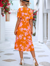 Load image into Gallery viewer, Floral Puff Sleeve Ruffle Hem Midi Dress
