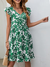 Load image into Gallery viewer, Floral V-Neck Flutter Sleeve Dress
