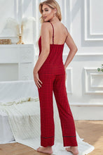 Load image into Gallery viewer, Gingham V-Neck Cami and Tied Pants Lounge Set
