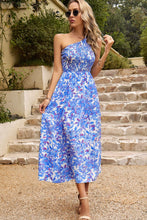 Load image into Gallery viewer, Floral One-Shoulder Sleeveless Dress with Pockets
