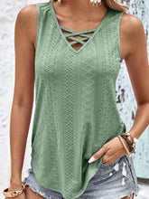Load image into Gallery viewer, Crisscross V-Neck Eyelet Tank

