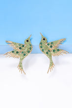 Load image into Gallery viewer, Bird Shape Zinc Alloy Frame Glass Stone Dangle Earrings
