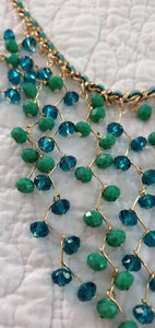 Bohemian Green Glass Bead Drape Necklace