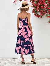 Load image into Gallery viewer, Printed Spaghetti Strap Tiered Midi Dress
