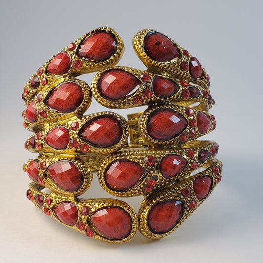 Red Gem Stone Cuff Bracelet