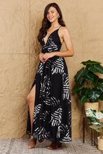 Load image into Gallery viewer, OneTheLand  Black Leaf Printed Maxi Dress
