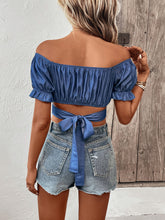 Load image into Gallery viewer, Ruched Off-Shoulder Cropped Blouse

