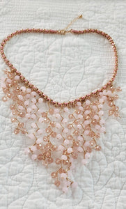 Bohemian Pink Glass Bead Drape Necklace