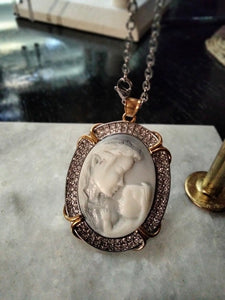 Mother Child Cameo Pendant Necklace