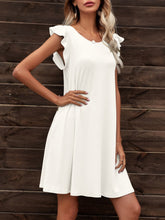 Load image into Gallery viewer, Round Neck Flutter Sleeve Dress with Pockets
