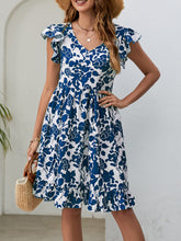 Load image into Gallery viewer, Floral V-Neck Flutter Sleeve Dress
