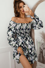 Load image into Gallery viewer, Floral Flounce Sleeve Smocked Square Neck Dress
