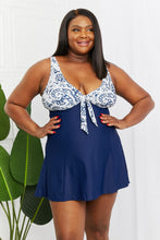 Load image into Gallery viewer, Marina West Swim Full Size Sail With Me V-Neck Swim Dress in Paisley Navy
