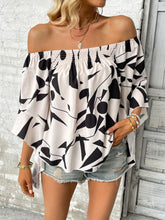 Load image into Gallery viewer, Printed Off-Shoulder Bell Sleeve Blouse
