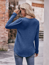 Load image into Gallery viewer, Pleated Detail Curved Hem Long Sleeve Top
