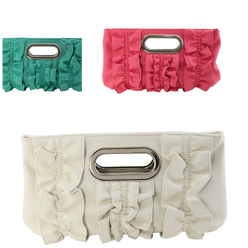 Pink, Green or White Faux Leather Clutch