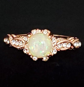 Rose Gold Opal Ring Size 7, 8