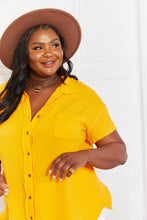 Load image into Gallery viewer, Zenana Full Size Summer Breeze Gauze Short Sleeve Shirt in Mustard
