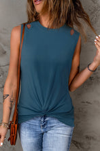 Load image into Gallery viewer, Twisted Hem Cutout Round Neck Tank
